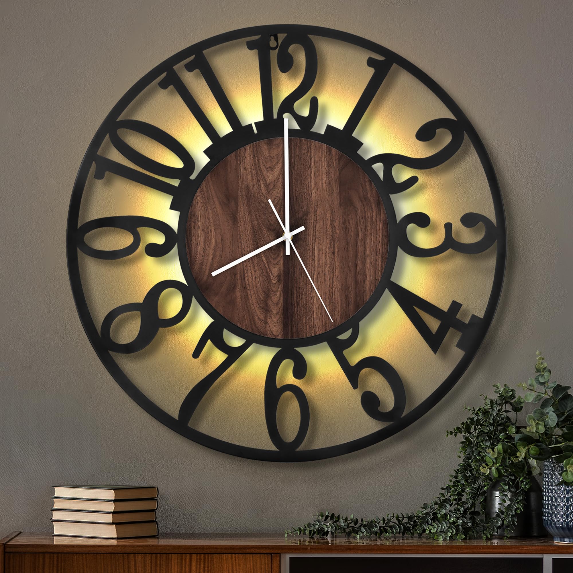Amazon.com: LEIKE Large Wall Clocks with Night Light Battery